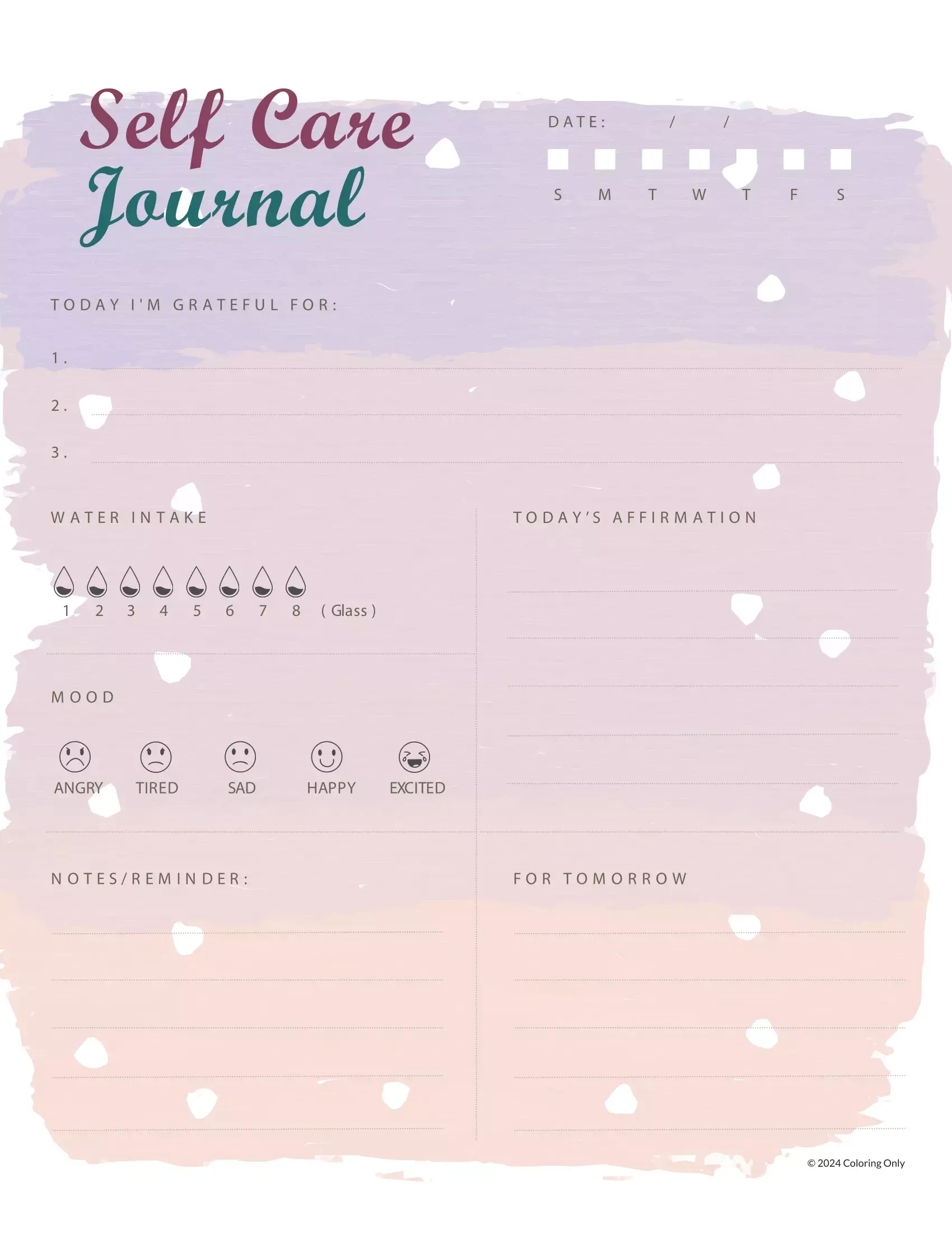 Dibujo de Imgi 4 Grateful Self Care Journal Template para Colorear
