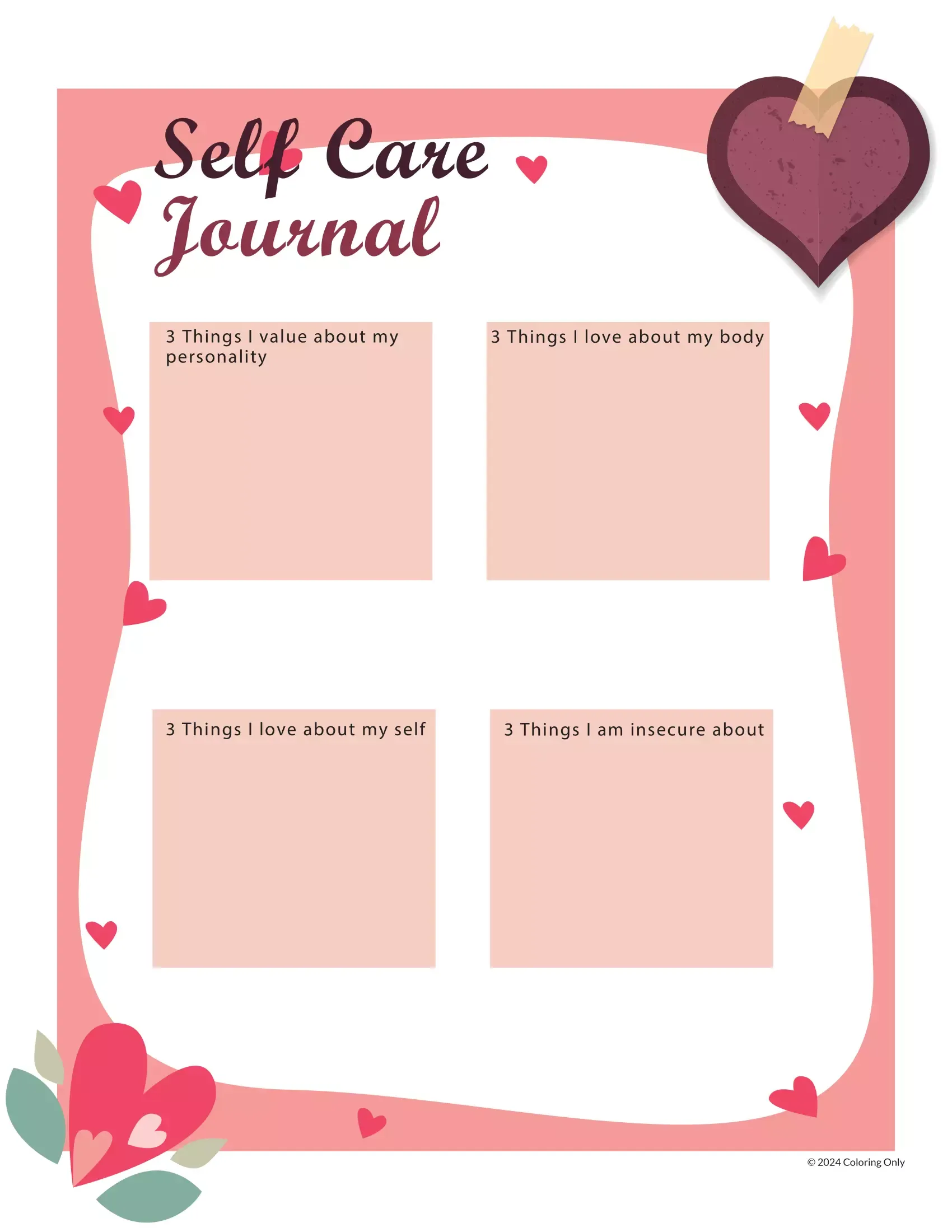 Dibujo de Imgi 6 Love Self Care Journal Template para Colorear
