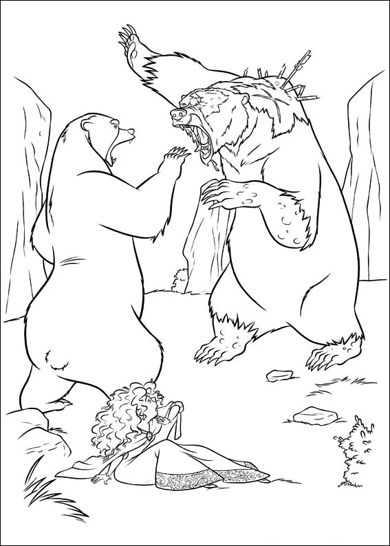 Dibujo de Oso Elinor Vs Mor Du para Colorear