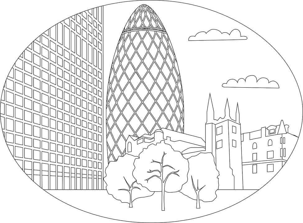 Dibujo de 30 St Mary Axe Rascacielos para Colorear