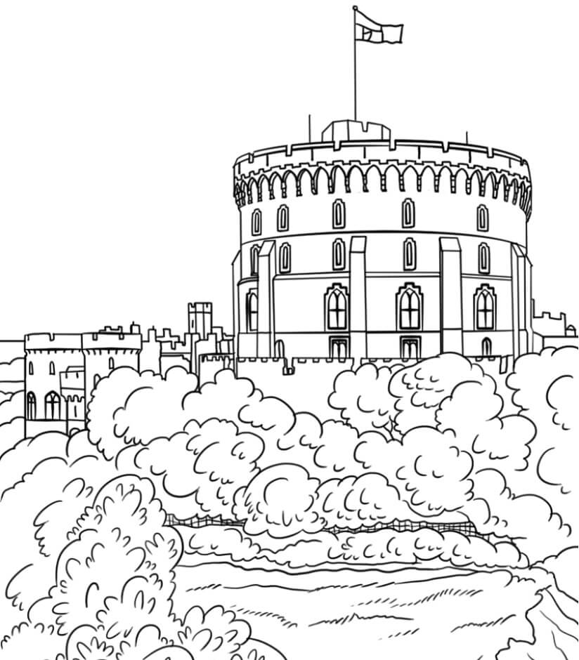 Dibujo de El Castillo de Windsor para Colorear
