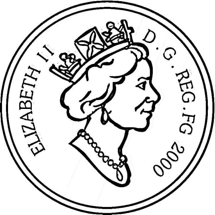 Dibujo de Moneda con Isabel Ii para Colorear
