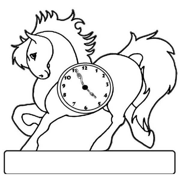 Dibujo de Caballo Reloj para Colorear