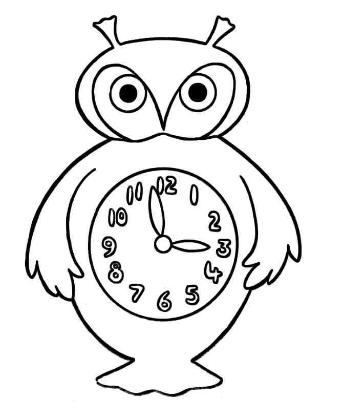Dibujo de Reloj búho para Colorear