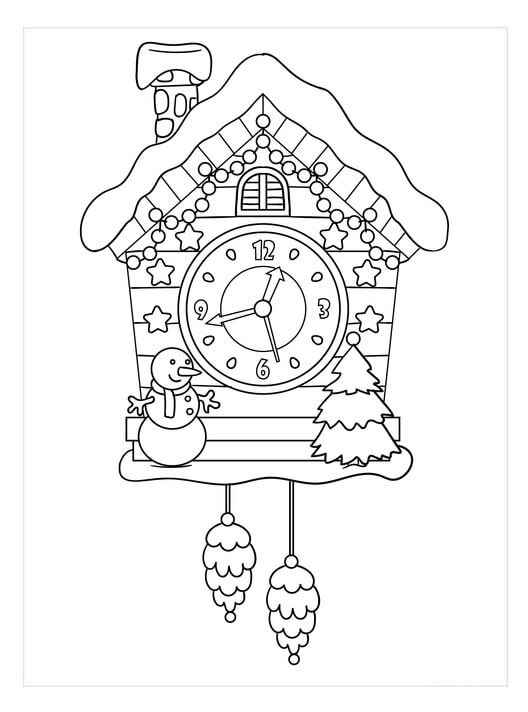 Dibujo de Reloj de Invierno para Colorear