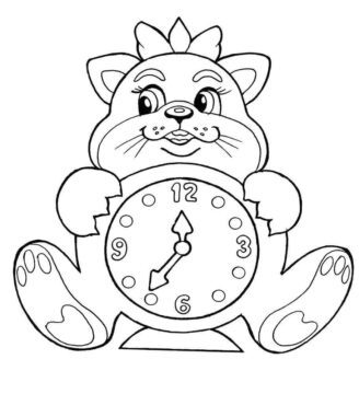 Dibujo de Reloj Gato para Colorear