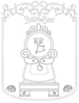 Dibujo de Reloj la Bella y la Bestia para Colorear