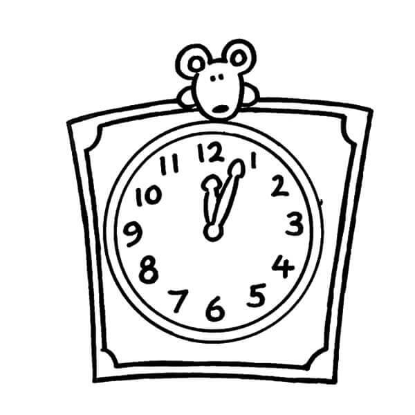 Dibujo de Reloj ratón para Colorear