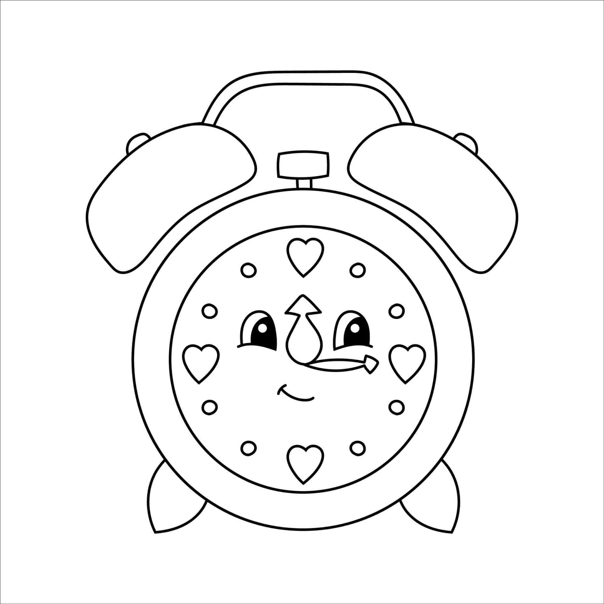 Dibujo de Sonriente Reloj de Dibujos Animados para Colorear