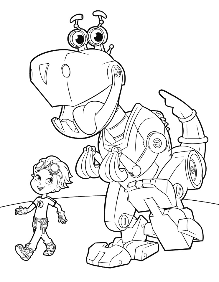 Dibujo de Oxidado y Botasaurio para Colorear