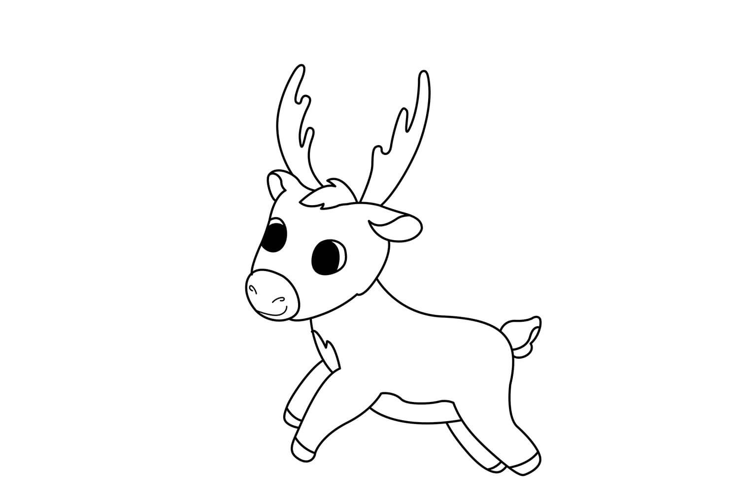 Dibujo de Reno bebé Corriendo para Colorear
