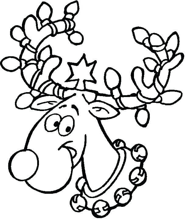Dibujo de Reno Cabeza Feliz para Colorear
