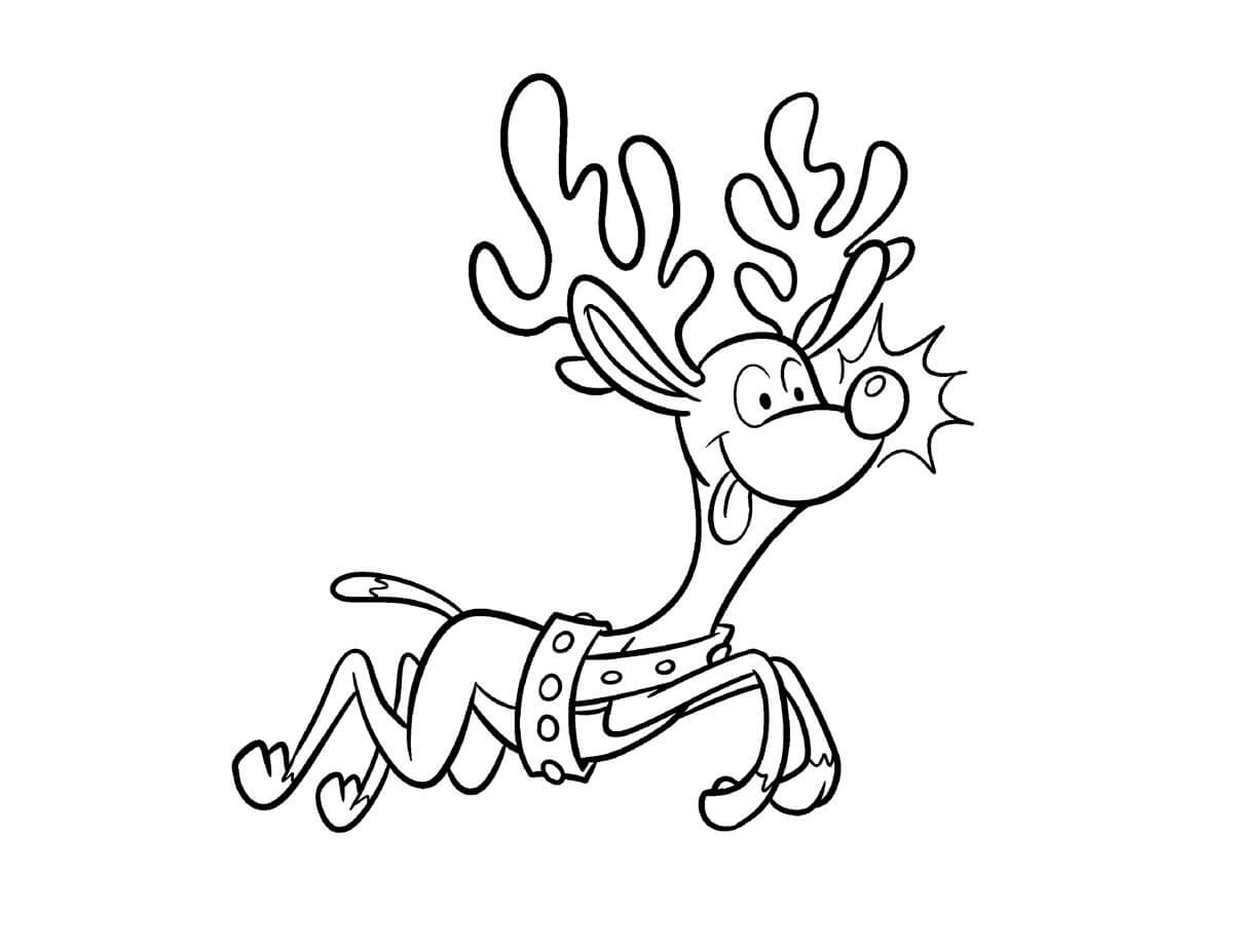 Dibujo de Reno de Dibujos Animados Corriendo para Colorear