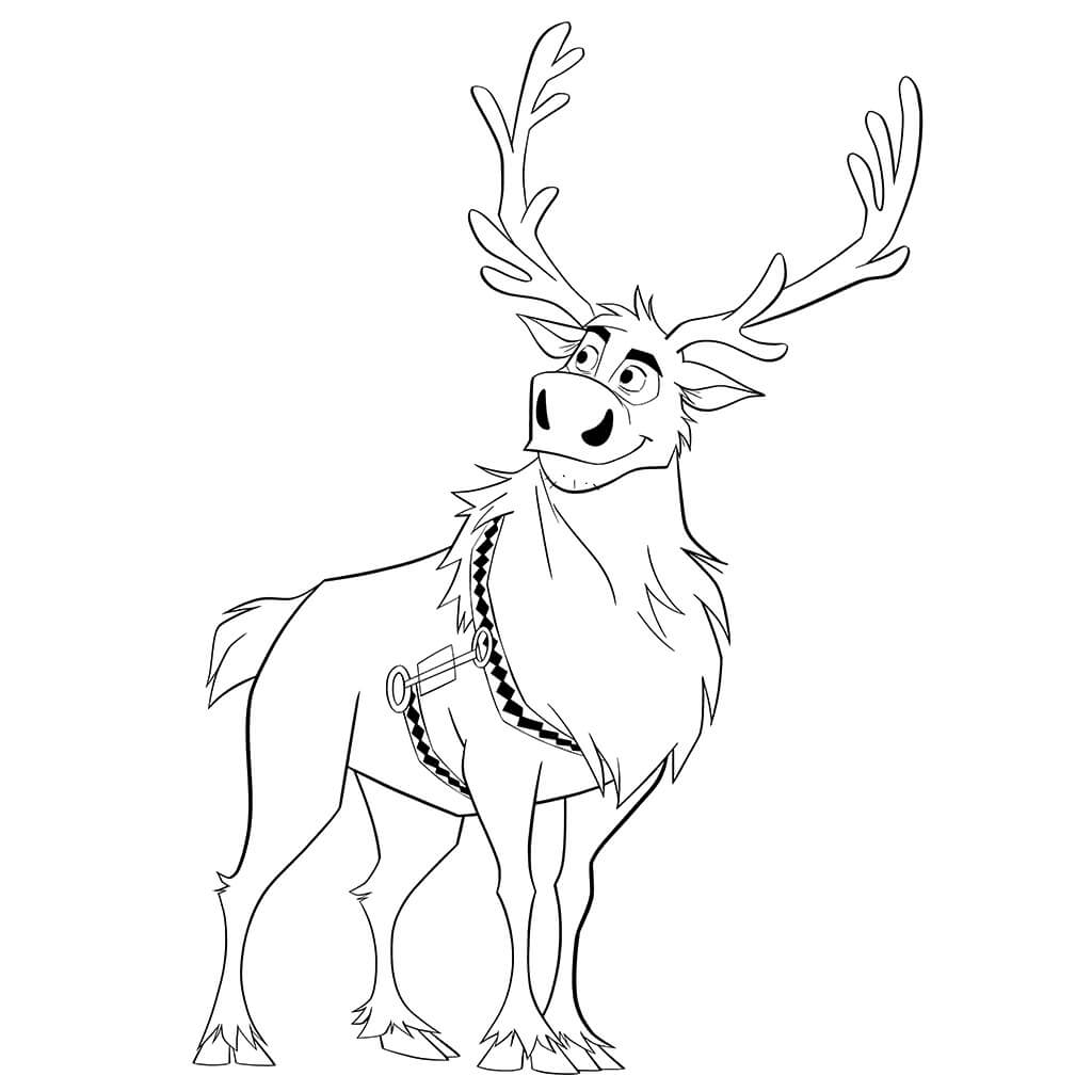 Dibujo de Reno de Dibujos Animados para Colorear