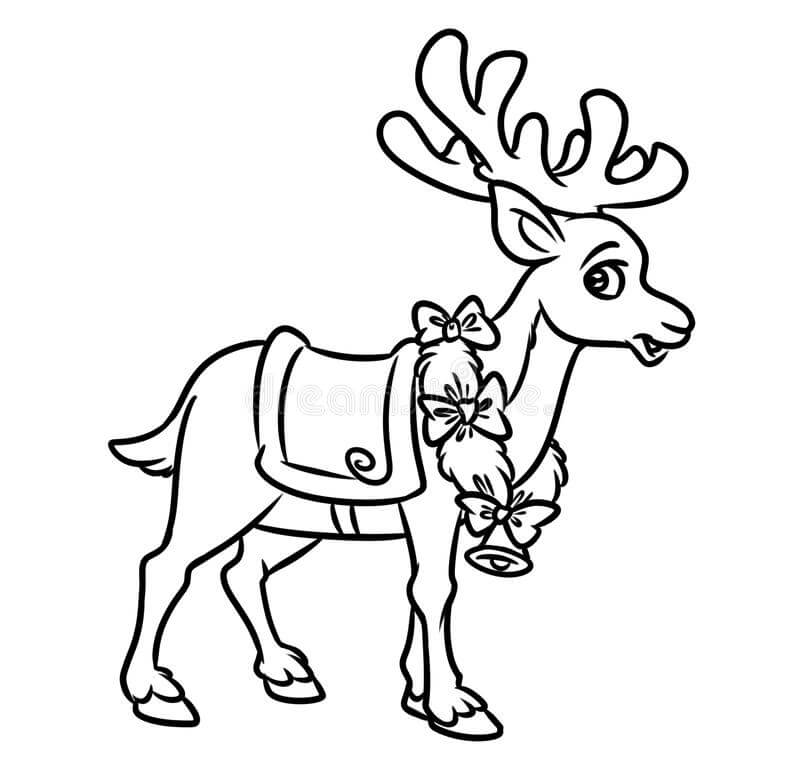 Dibujo de Reno de Papa Noel de Navidad para Colorear