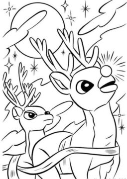 Dibujo de Rudolph el Reno de Nariz Roja para Colorear