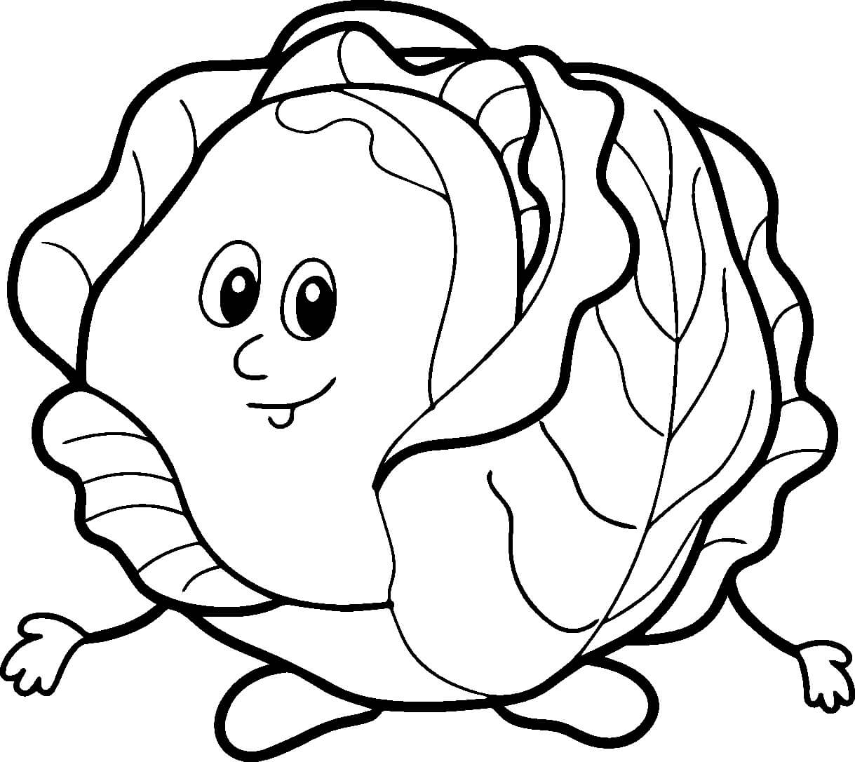 Dibujo de Repollo de Dibujos Animados para Colorear
