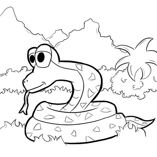 Dibujo de Serpiente en la Selva para Colorear