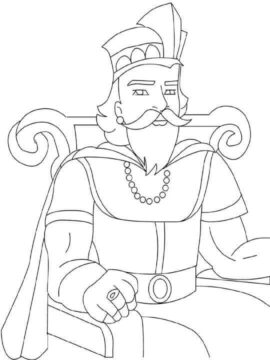 Dibujo de Rey Sentado en la Silla para Colorear