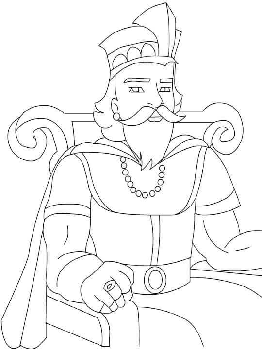 Dibujo de Rey Sentado en la Silla para Colorear