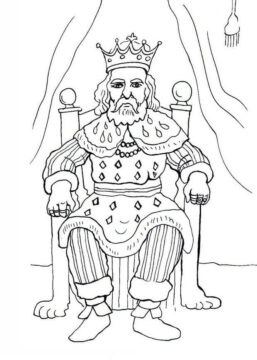 Dibujo de Viejo Rey Sentado para Colorear