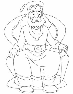 Dibujo de Viejo Rey Sentado en la Silla para Colorear