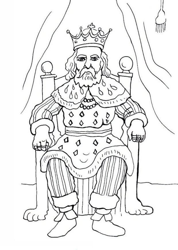 Dibujo de Viejo Rey Sentado para Colorear