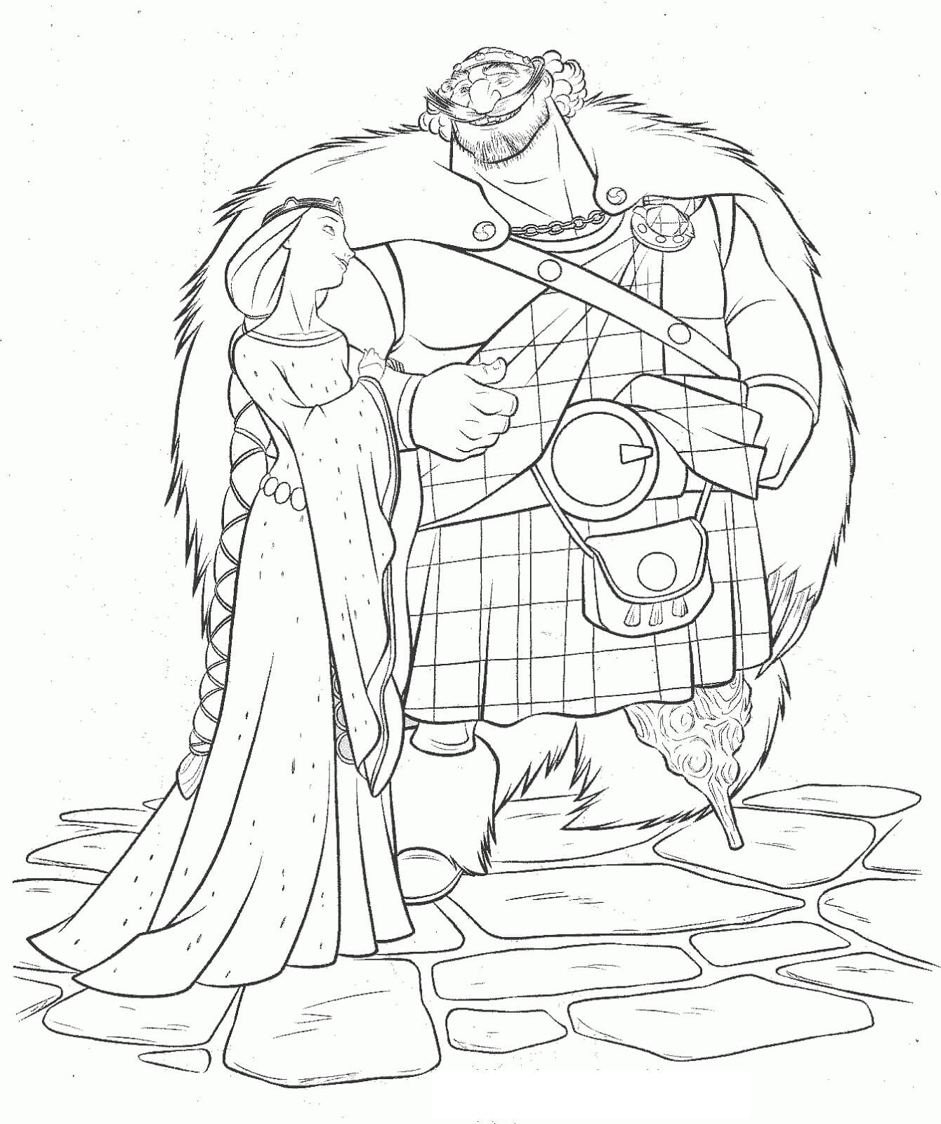 Dibujo de El Rey Fergus y la Reina Elinor para Colorear