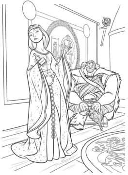 Dibujo de Rey Fergus Sentado y Reina Elinor Sentada para Colorear