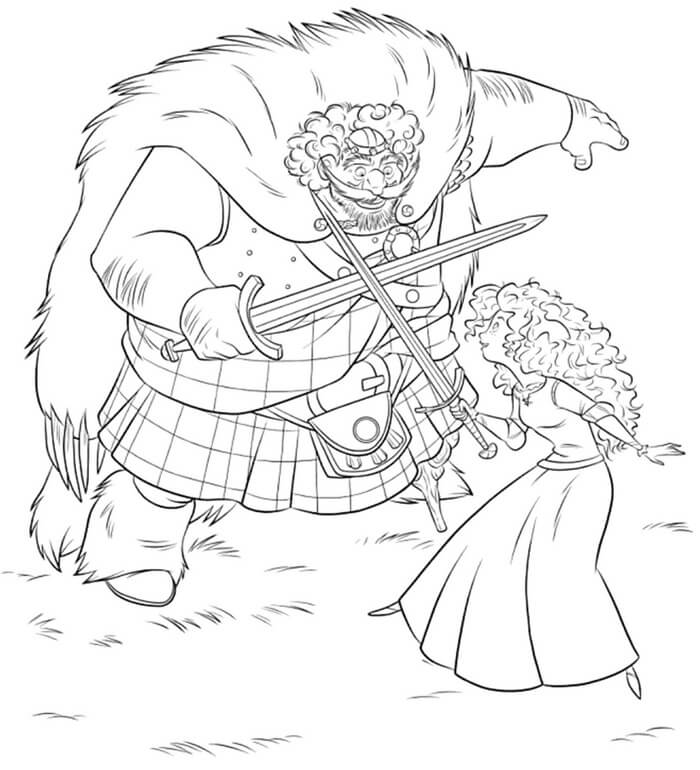 Dibujo de Rey Fergus Vs Merida para Colorear