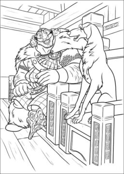 Dibujo de Rey Fergus y Perro Sentado para Colorear