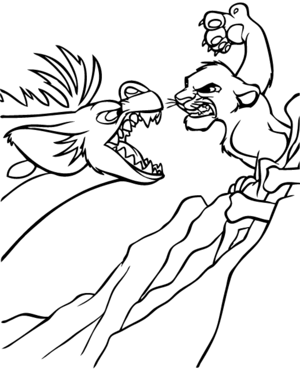 Dibujo de Banzai Vs Simba para Colorear