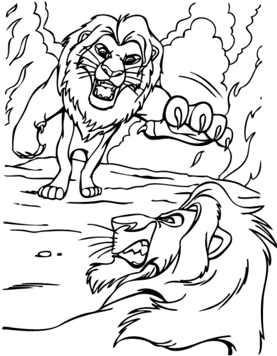 Dibujo de Mufasa Vs Cicatriz para Colorear