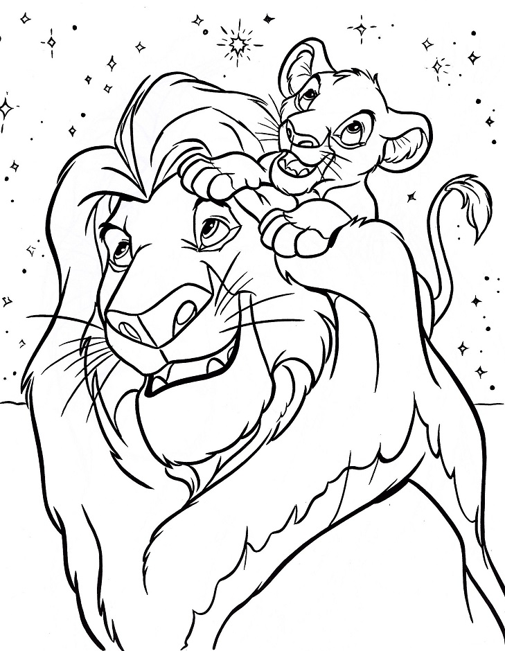 Dibujo de Mufasa y Simba para Colorear