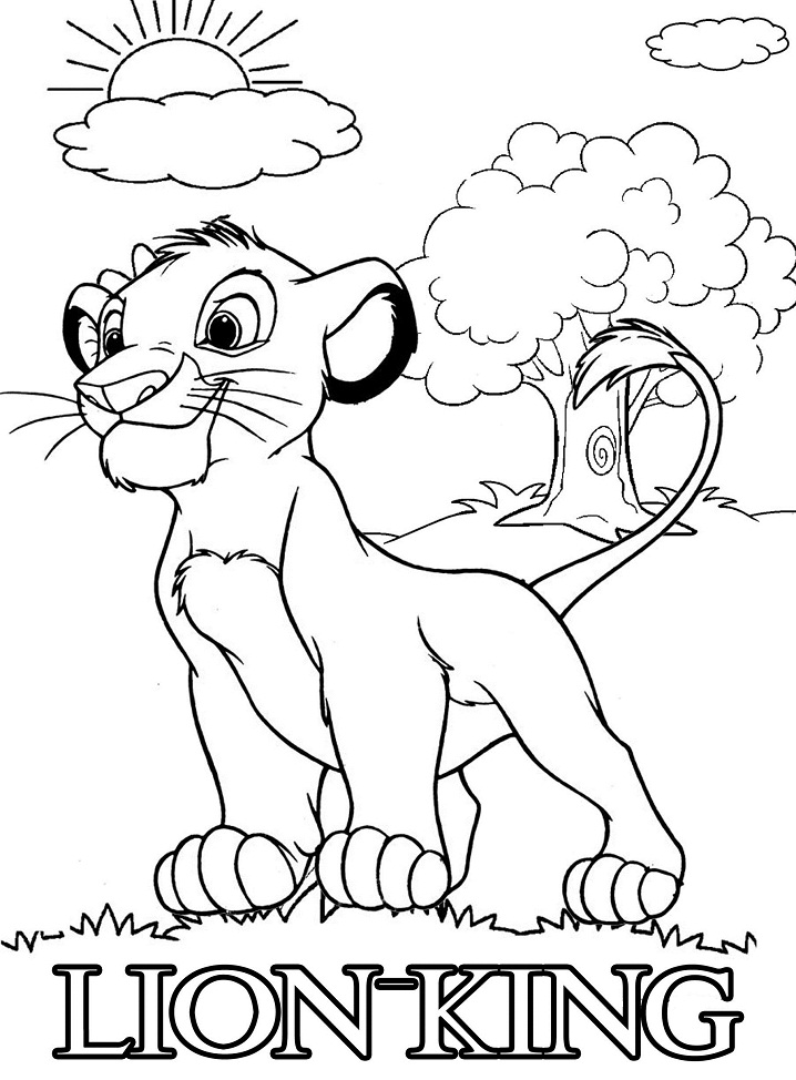 Dibujo de Pequeño Rey león para Colorear