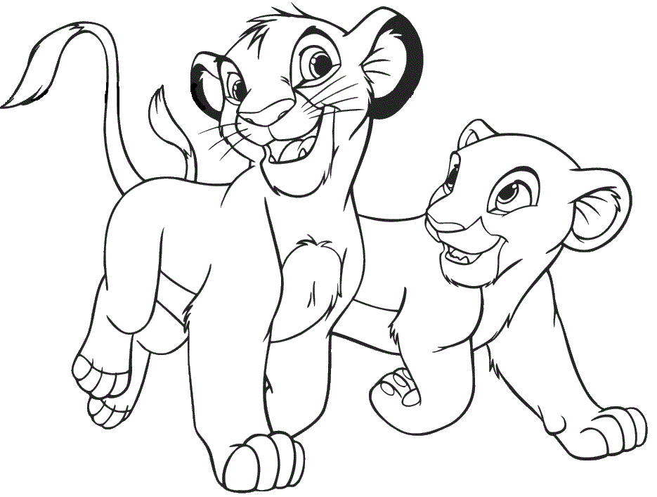 Dibujo de Simba y Kiara para Colorear