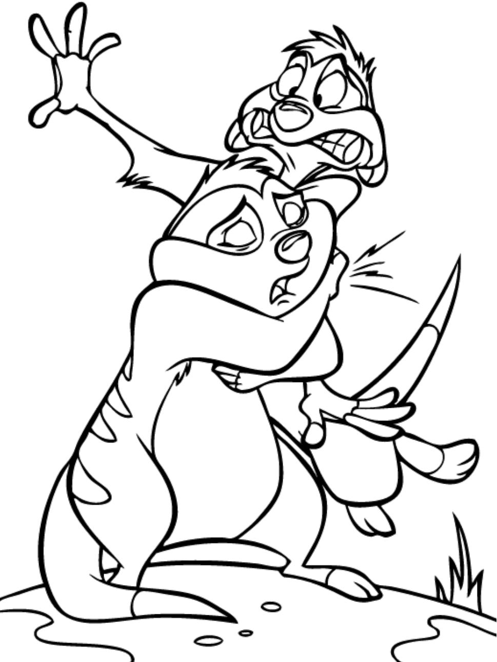 Dibujo de Timón y Su Amigo para Colorear