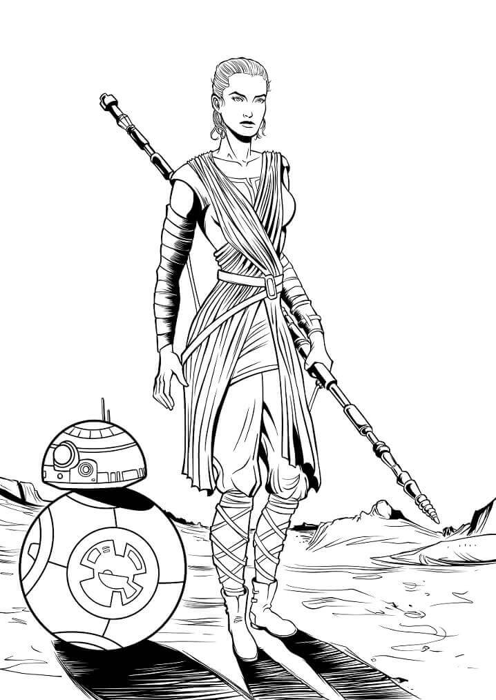 Dibujo de Bb 8 con Rey para Colorear