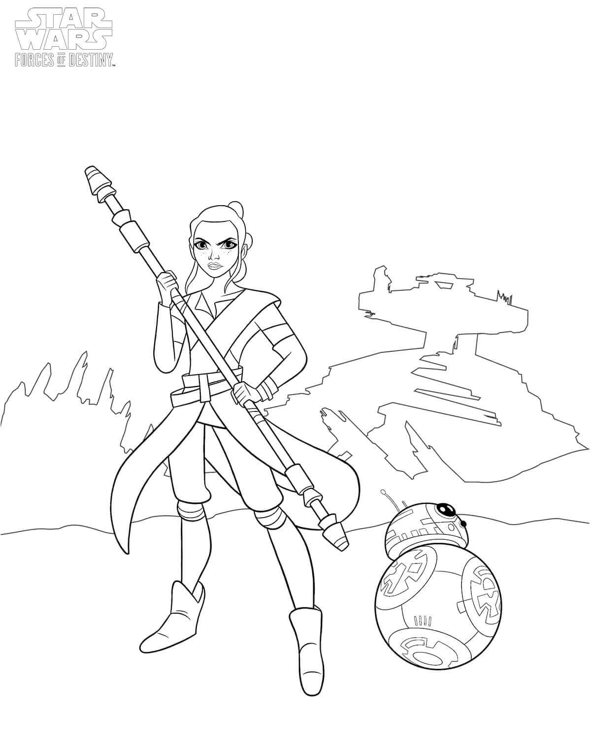 Dibujo de Bb 8 y Rey para Colorear
