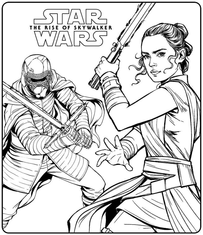 Dibujo de Rey Contra Kylo Ren para Colorear