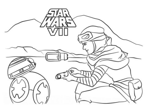 Dibujo de Rey Se Encuentra con Bb 8 para Colorear
