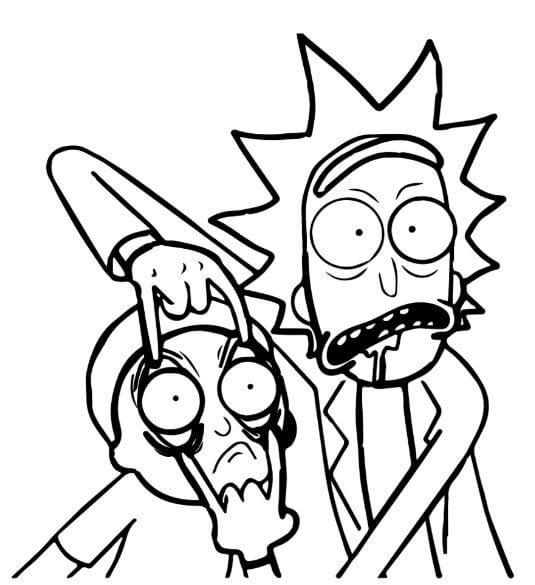 Dibujo de Humor de Rick Sanchez y Morty para Colorear