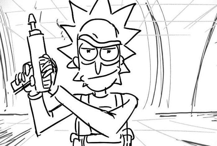 Dibujo de Rick Sanchez con Armas para Colorear