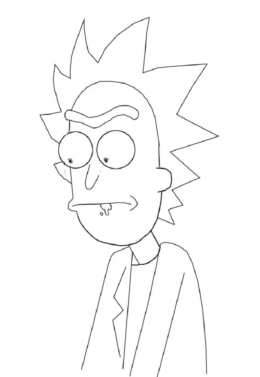Dibujo de Rick Sanchez Pensando para Colorear