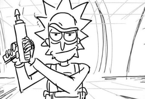 Dibujo de Rick con una Pistola para Colorear