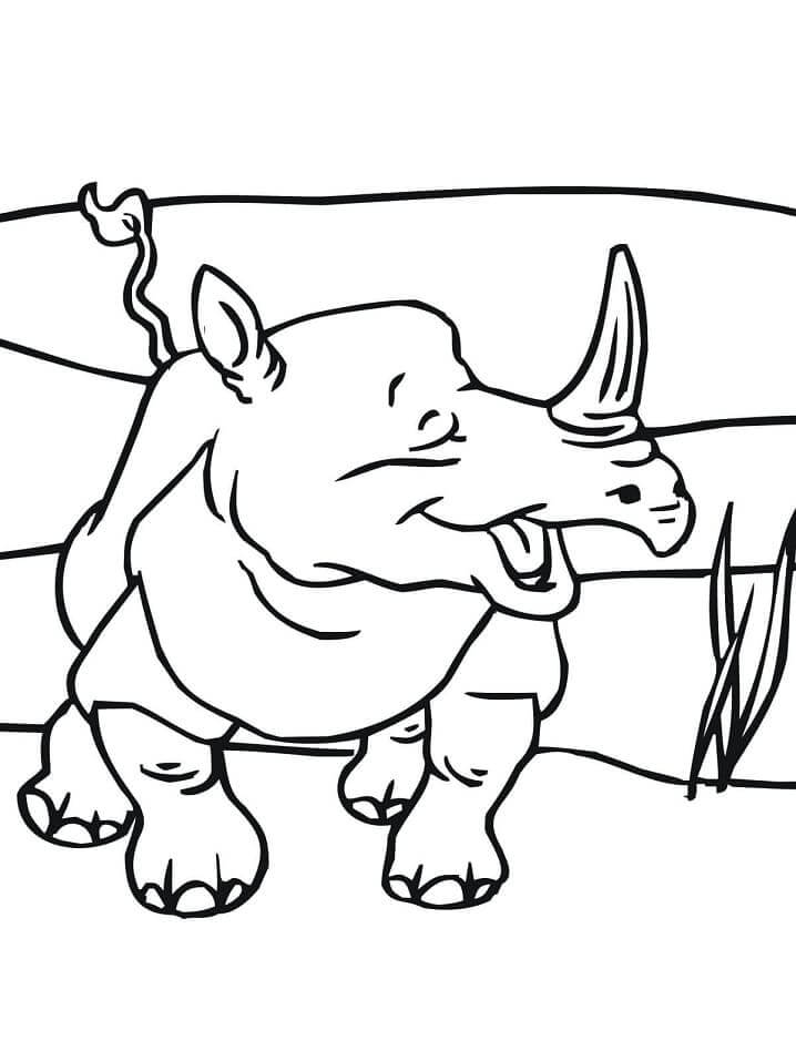 Dibujo de Rinoceronte Feliz para Colorear