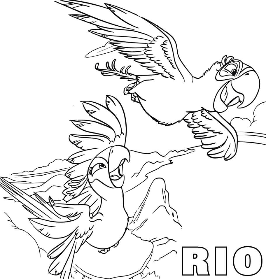 Dibujo de Blu y Joya Volando para Colorear