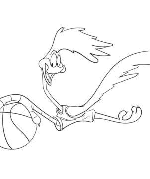 Dibujo de Road Runner Sosteniendo la Bola para Colorear