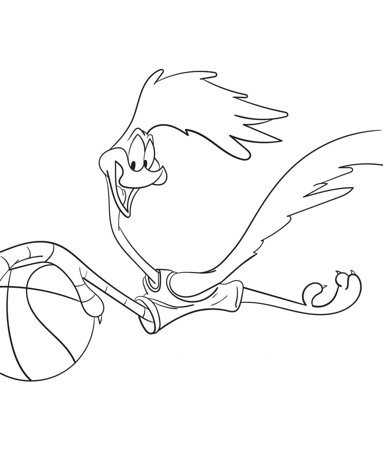 Dibujo de Road Runner Sosteniendo la Bola para Colorear