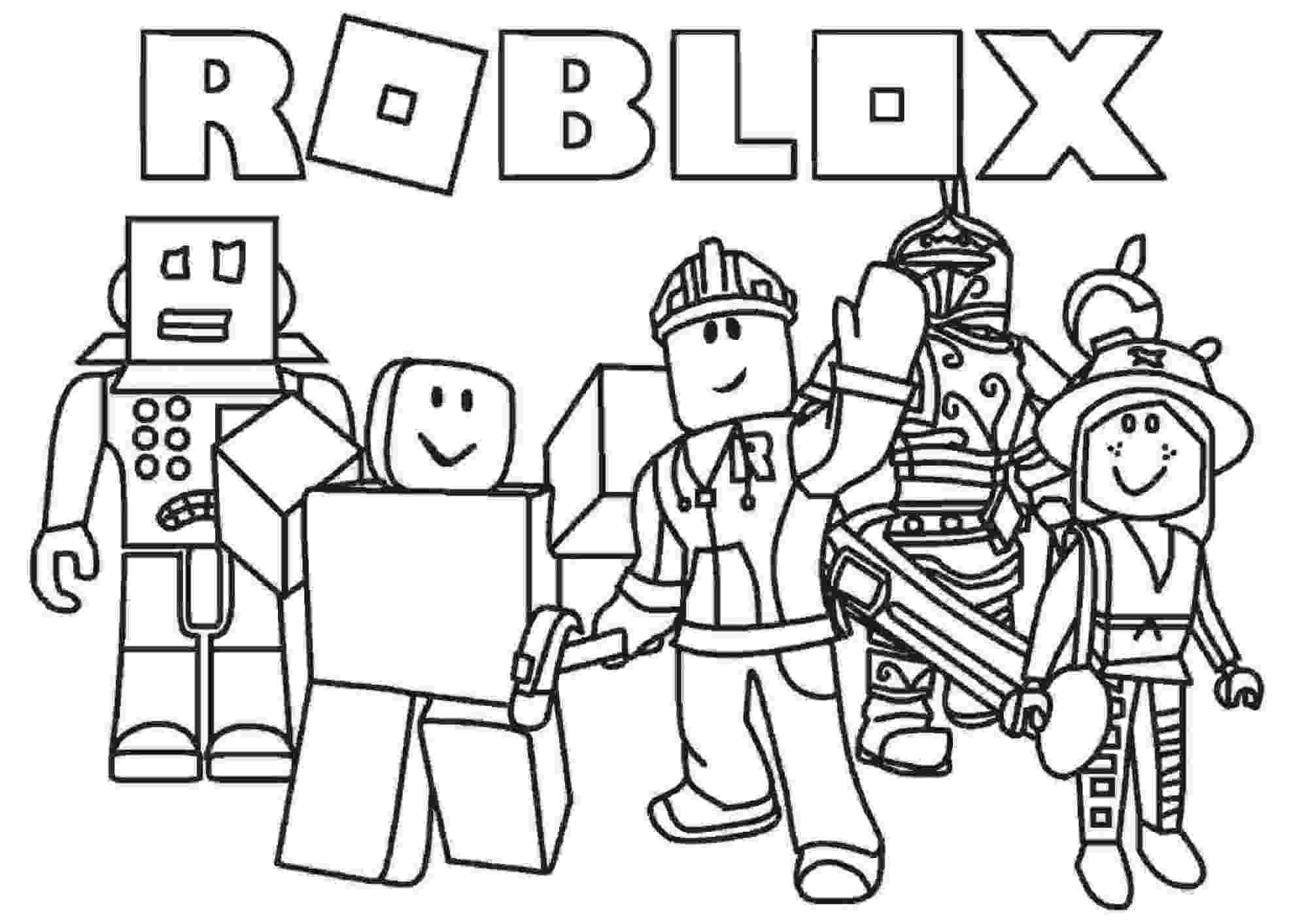Dibujo de Cinco Personajes de Roblox para Colorear